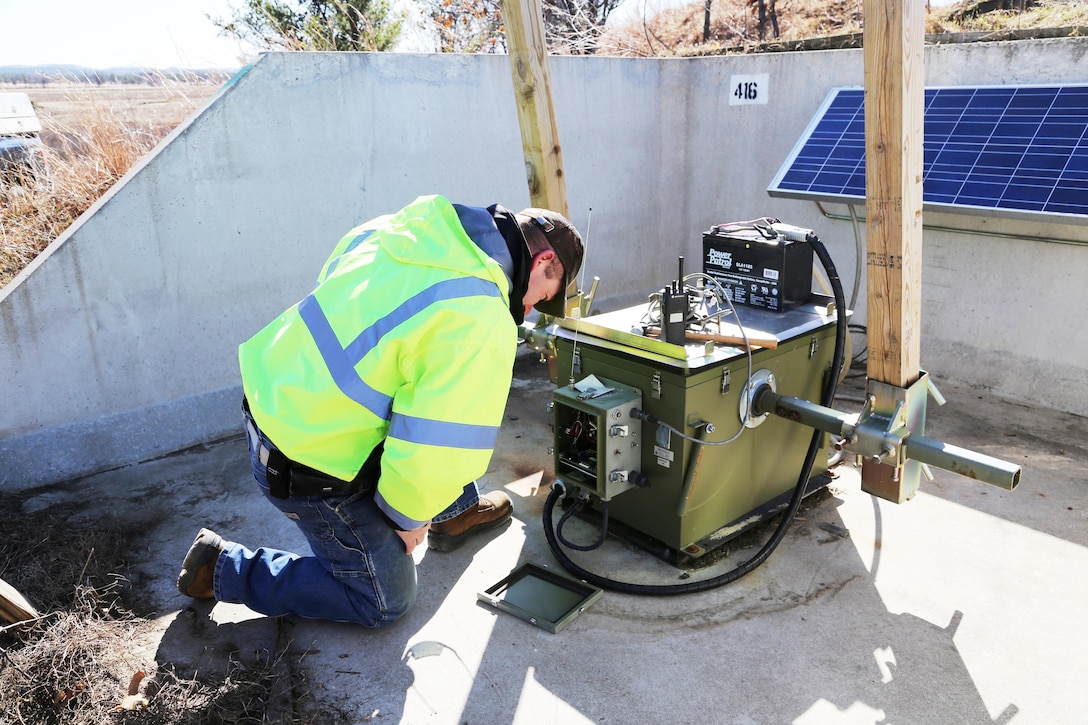 Bruce Altman, target systems supervisor with the Directorate of Plans, Training, Mobilization and Security Range Maintenance team, works on an automated target March 10, 2017, on Range 2 on North Post at Fort McCoy, Wis. The work was in preparation for range use by service members training in Operation Cold Steel, an Army Reserve exercise. Range Maintenance personnel make sure range and training areas at Fort McCoy remain operational, and they take care of service members as they train on the ranges. Range Maintenance also has engineering personnel who complete various projects for the installation range complex. (U.S. Army Photo by Scott T. Sturkol, Public Affairs Office, Fort McCoy, Wis.)