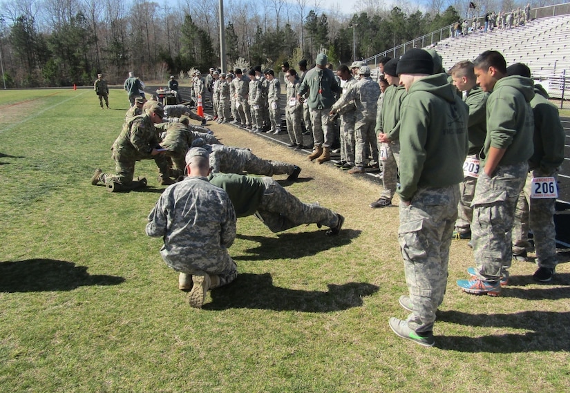 80th Training Command Soldiers grade Junior Reserve Officer Training Corps high school students from across Virginia at the 17th Annual Raider Challenge hosted by Manchester High School in Midlothian, Virginia, on March 11, 2017. (Photo by Master Sgt. Stacey Everett, 80th Training Command Headquarters & Headquarters Command)