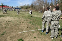 Junior Reserve Officer Training Corps high school students from across Virginia maneuver through events at the 17th Annual Raider Challenge hosted by Manchester High School in Midlothian, Virginia, on March 11, 2017. (Photo by Master Sgt. Stacey Everett, 80th Training Command Headquarters & Headquarters Command)