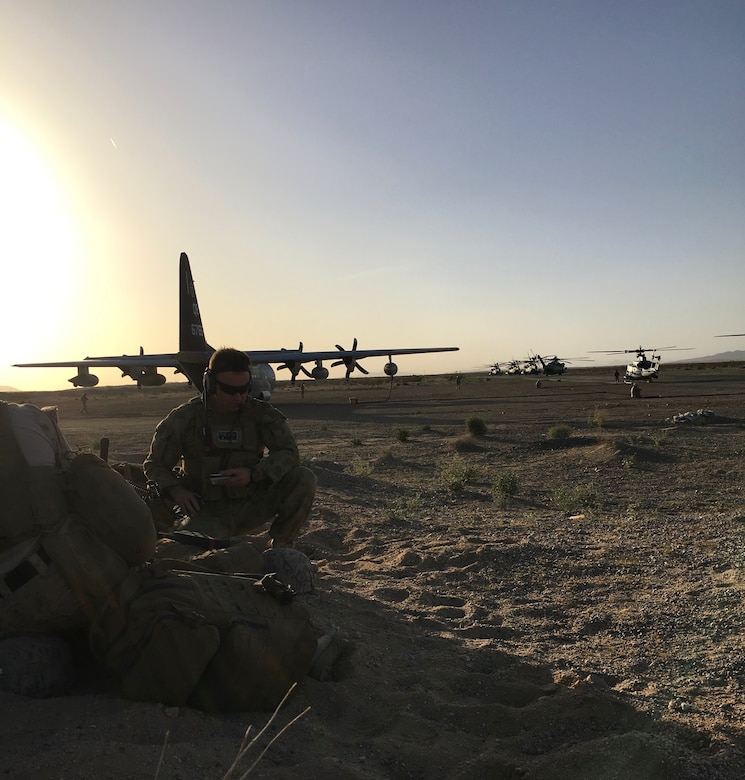 Royal Australian Air Force Flight Lt. Daniel Lee, an air traffic controller and a battlefield air space controller, controls air space during Weapons and Tactics Instructor’s Course at Marine Corps Air Station Yuma, Ariz., March 2016. Lee is participating in a personnel exchange program with Marine Tactical Air Command Squadron (MTACS) 38 and has been stationed at MCAS Miramar, Calif., since June  2015. (Courtesy photo/Released)