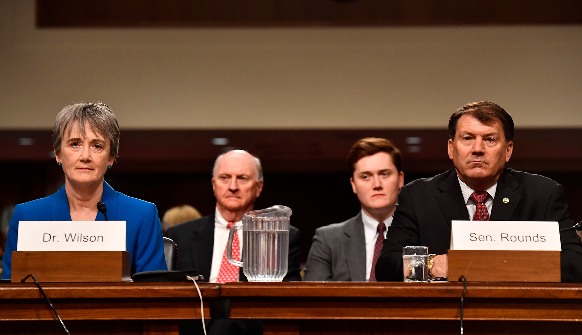 Secretary of the Air Force nominee Heather Wilson testifies before the Senate Armed Services Committee, as a part of the confirmation process March 30, 2017, in Washington, D.C.  In her opening statement, Wilson said, "We have the liberty to enjoy our blessings because thousands of America's best citizens volunteer to protect the rest of us."  (U.S. Air Force photo/Scott M. Ash)