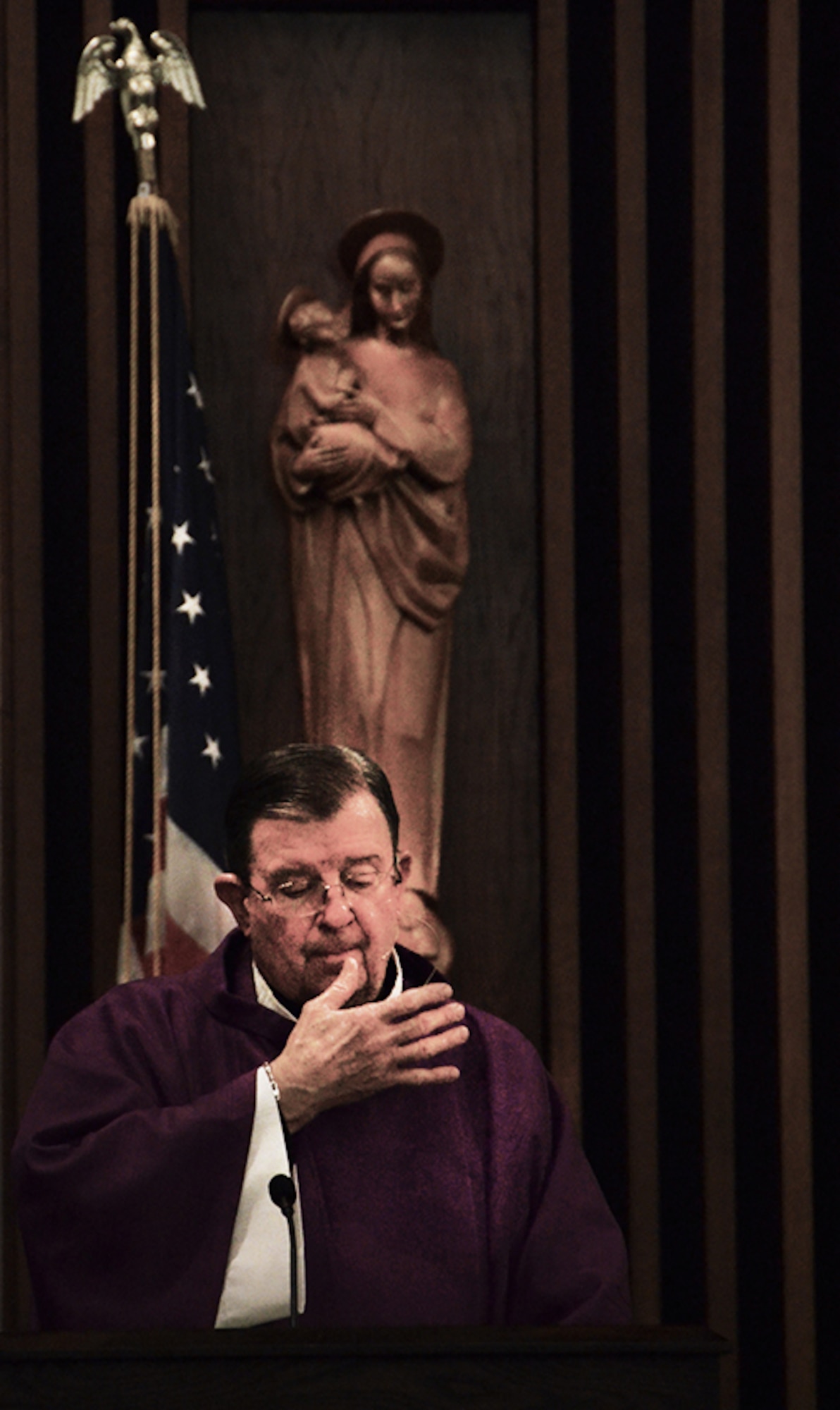 Forty-Seven years as a priest, 38 as an active duty chaplain, Father Thomas Fey says he’s had a double vocation since he was a young boy – to serve God and Country. Fey began his journey in 1958, when he was just 12-years old, explaining his catholic grammar school had left a resounding impression on him. (U.S. Air Force photo/Tech. Sgt. Goonan) 
