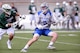 Trent Harper, a U.S. Air Force Academy sophomore, gains control of the ball as the Falcons met the Jacksonville University Dolphins in Falcon Stadium in Colorado Springs, Colo., March 25, 2017.  An overtime goal lifted the Falcons to a 10-9 win, as they improved to 6-3 overall with a 2-0 record in Southern Conference play. (Air Force photo/Mike Kaplan)