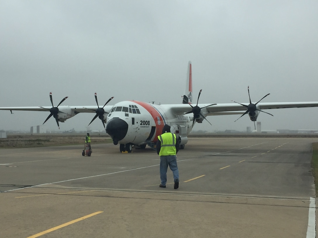 The aircraft CGNR 2008 arrives at the L-3 Communications Integrated Systems Platform Integration Division in Waco, Texas, Dec. 13, 2016. The aircraft is the third HC-130J to enter the Minotaur mission system production program. U.S. Coast Guard photo.