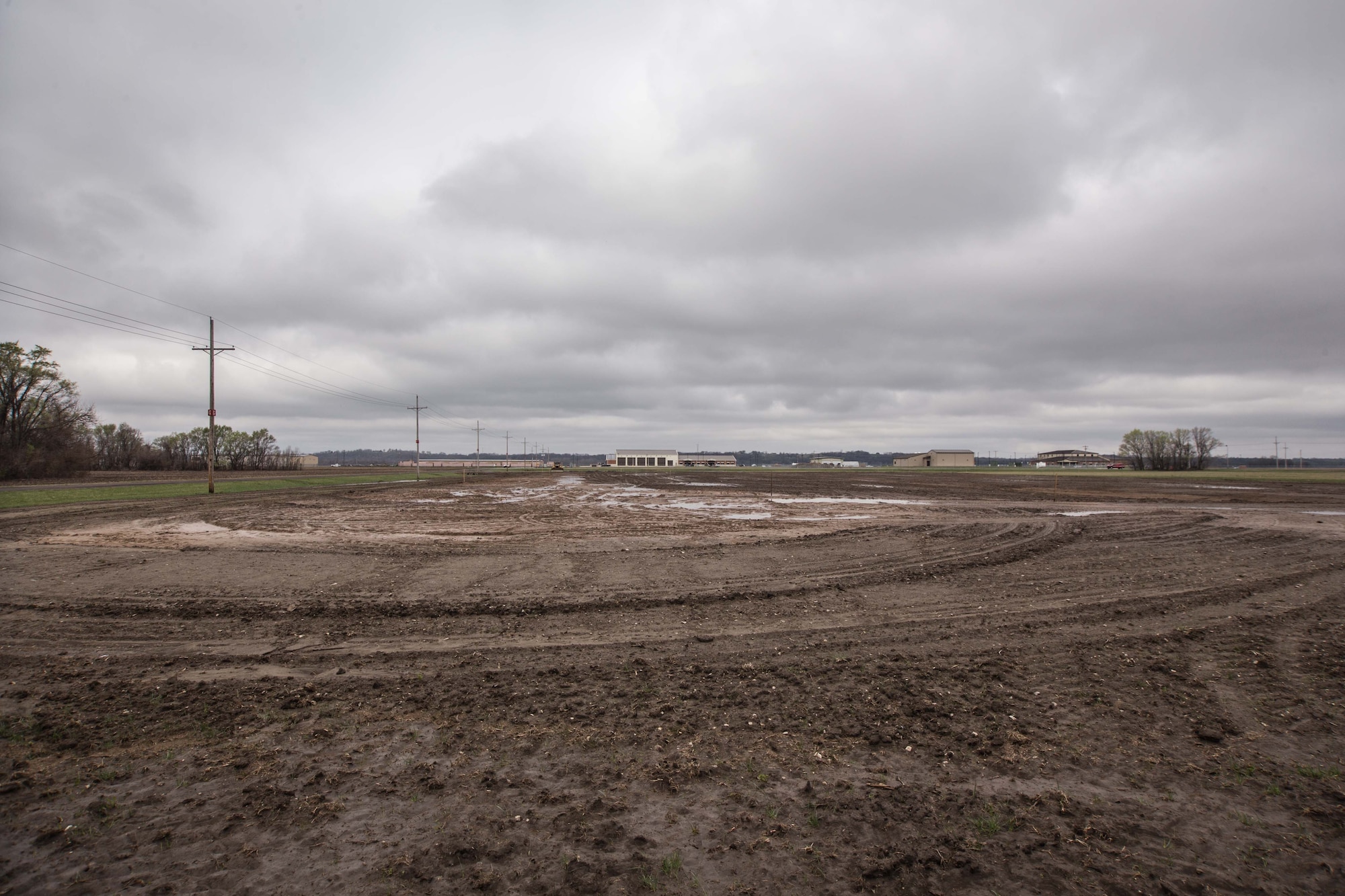 The construction of a new running track has begun at Rosecrans Air National Guard Base, St. Joseph, Mo., March 31, 2017. (U.S. Air National Guard photo by: Staff Sgt. Patrick P. Evenson/Released)