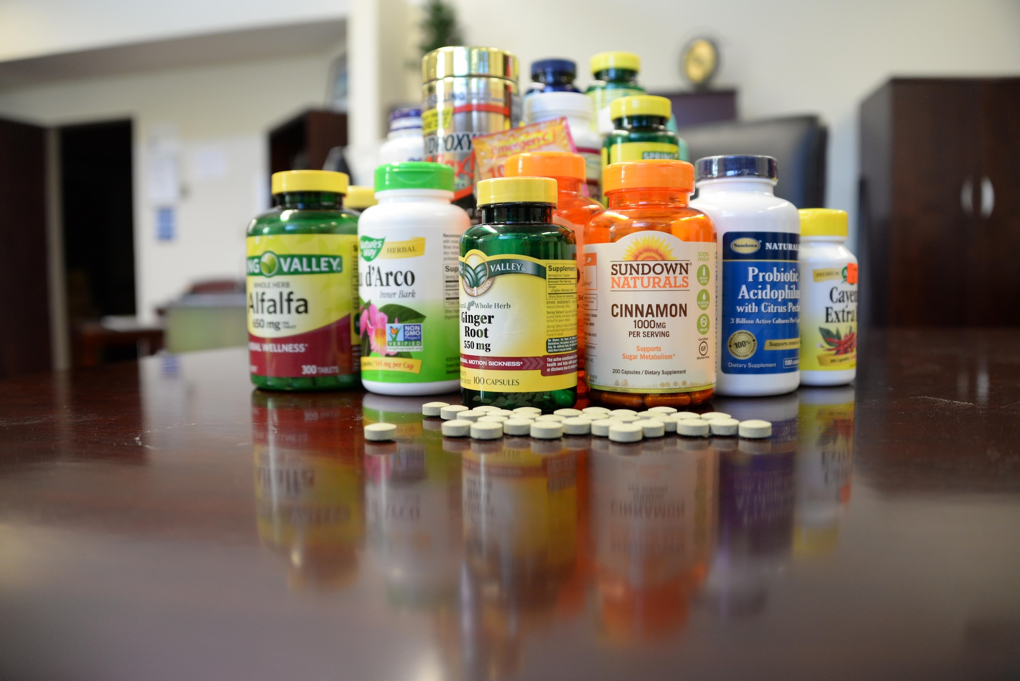 A 2015 research study found that 60 to 70 percent of active-duty members and 44 to 53 percent of Department of Defense civilians use at least one dietary supplement per week. The study also found that people who used one to two supplements per week were 1.5 times more likely to report abnormal heartbeats. People using three to four supplements were three times more likely to report abnormal heartbeats. (U.S. Air Force photo / Senior Airman Amber Carter)