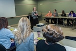 Deborah P. Haven, deputy director of Maritime Customer Operations at Defense Logistics Agency Land & Maritime conducts a workshop for federal employees titled, “Moving Strategy into Action.” The workshop was part of the Mar. 22 Women's Summit at Defense Supply Center Columbus. Haven is also a rear admiral in the navy reserve and director of the DLA Joint Reserve Force (J9).