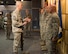 Chief Master Sgt. Ronald Anderson, command chief master sergeant of the Air National Guard, speaks to distinguished 188th Wing members that received coins from Anderson and Lt. Gen. L. Scott Rice, director of the Air National Guard, March 31, 2017, at Ebbing Air National Guard Base, Fort Smith, Ark. While at the 188th, Anderson spoke about how the unit’s members sets the example as resilient and innovative Guardsmen. (U.S. Air National Guard photo by Tech. Sgt. Chauncey Reed)