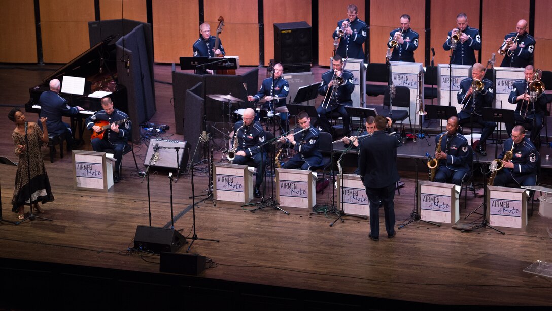 The Airmen of Note performed with legendary vocalist Nnenna Freelon on February 9, 2017 as part of the critically acclaimed Jazz Heritage Series at the Rachel M. Schlesinger concert hall in Alexandria, VA. (Photo by Chief Master Sgt. Bob Kamholz) 