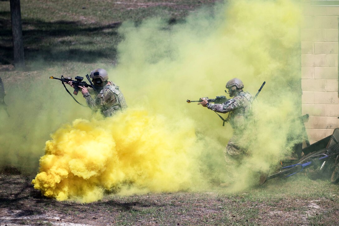 Airmen participate in a tactical demonstration during an event to mark the 20th anniversary of the 820th Base Defense Group at Moody Air Force Base, Ga., March 28, 2017. Air Force photo by Airman 1st Class Daniel Snider