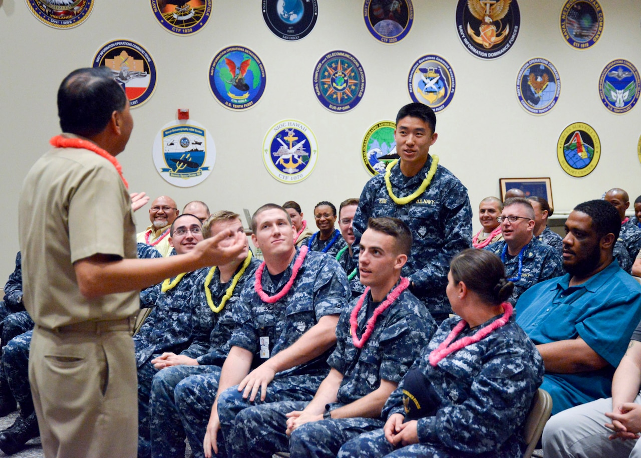 Sailors and Defense Department civilians assigned to Naval Information Forces, Naval Network Warfare Command, 10th Fleet and Navy Cyber Defense Operations Command gather to recognize 2016's Asian American and Pacific Islander Heritage Month with a ceremony in Suffolk, Va., May 24, 2016. The Navy kicked off its 2017 observance May 1. Navy photo by Robert Fluegel
