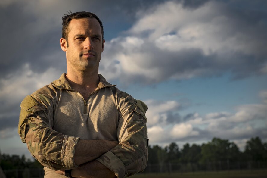 Senior Airman Matt, 38th Rescue Squadron pararescueman, chats with fellow PJs prior to conducting static-line jumps, April 24, 2017, at Moody Air Force Base, Ga. All PJs are qualified to conduct both static-line and High altitude, low opening jumps. During a static-line jump, the jumper is attached to the aircraft via the ‘static-line’, which automatically deploys the jumpers’ parachute after they’ve exited the aircraft. (U.S. Air Force photo by Staff Sgt. Ryan Callaghan)