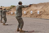 Soldiers representing the 805th Military Police Company complete weapons training during Exercise African Lion on April 22, at Tifnit, Morocco. Exercise African Lion is an annually scheduled, combined multilateral exercise designed to improve interoperability and mutual understanding of each nation’s tactics, techniques and procedures.