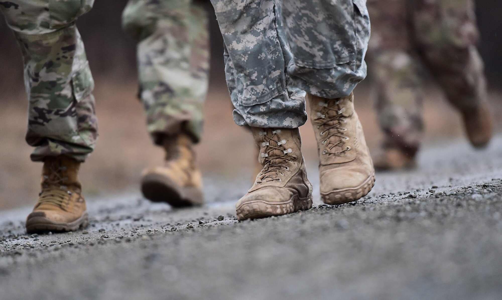 Soldiers assigned to Comanche Company, 1st Battalion, 501st Parachute Infantry Regiment, 4th Infantry Brigade Combat Team (Airborne), 25th Infantry Division, U.S. Army Alaska, execute a 12-mile tactical foot march on Joint Base Elmendorf-Richardson, Alaska, April 27, 2017. Foot marches are the movement of troops and equipment, mainly by foot, with limited support by vehicles. They are characterized by combat readiness, ease of control, adaptability to terrain, slow rate of movement, and increased personnel fatigue.