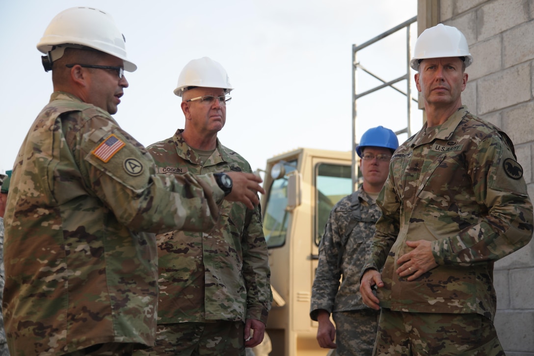 U.S. Army Maj. Gen. David Conboy, U.S. Army Reserves Deputy Commanding General (Operations), tours the Ladyville, Belize health clinic construction site being built by the 372nd Engineer Battalion, during Beyond the Horizon 2017, April 25, 2017. Beyond the Horizon is a U.S. Southern Command-sponsored, Army South-led exercise designed to provide humanitarian and engineering services to communities in need, demonstrating U.S. support for Belize. (U.S. Army photo by Spc. Gary Silverman)