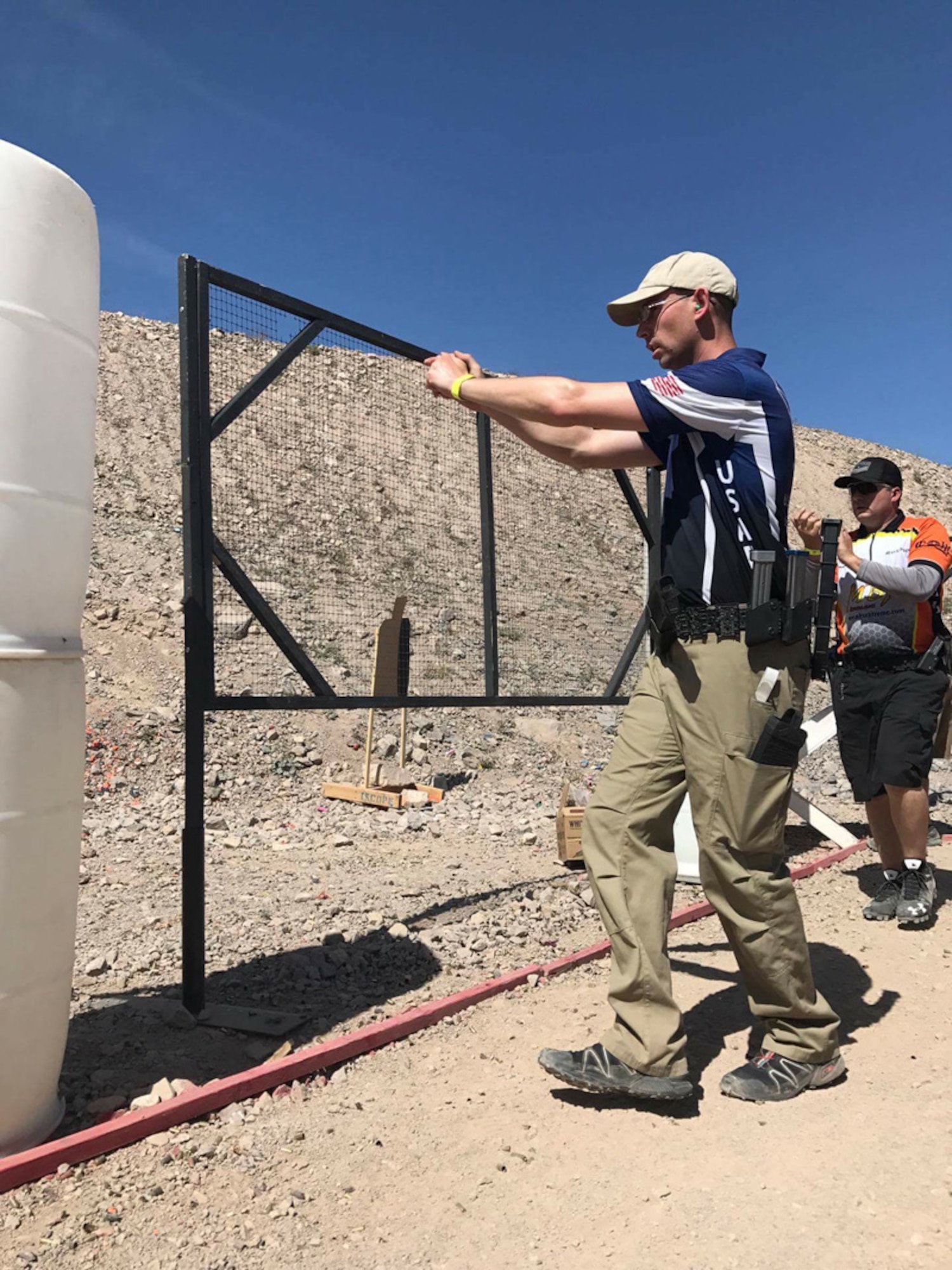 Master Sgt. Mark Ziebart of the 27th Special Operations Maintenance Squadron at Cannon Air Force Base, New Mexico, walks the Multi-Gun Nationals course before the competition. Ziebart finished seventh in the open division. 