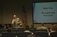 U.S. Air Force Senior Master Sgt. Jesse Mathes, a Green Dot implementer from the 20th Equipment Maintenance Squadron, speaks about recognizing red dots, instances of interpersonal violence, at Shaw Air Force Base, S.C., April 24, 2017. Green Dot training is an annual requirement for Airmen, providing skills individuals with varying personal barriers can use to combat interpersonal violence. (U.S. Air Force photo by Airman 1st Class Destinee Sweeney)