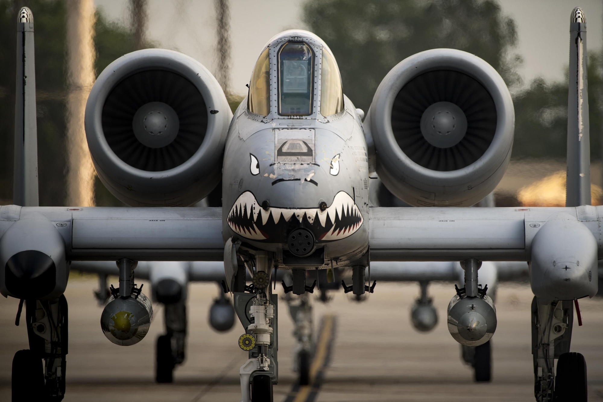 An A-10C Thunderbolt II pilot from the 75th Fighter Squadron taxis down the runway prior to take off, April 28, 2017, at Moody Air Force Base, Ga. The 75th FS departed for Combat Hammer, an air-to-ground exercise hosted at Hill Air Force Base, Utah. The exercise is designed to collect and analyze data on the performance of precision weapons and measure their suitability for use in combat.  (U.S. Air Force photo by Staff Sgt. Ryan Callaghan)