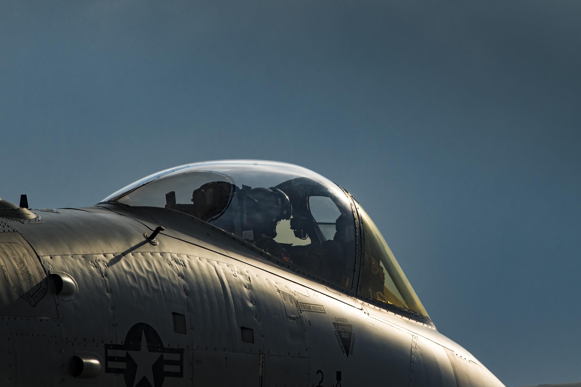 An A-10C Thunderbolt II pilot from the 75th Fighter Squadron taxis down the runway prior to take off, April 28, 2017, at Moody Air Force Base, Ga. The 75th FS departed for Combat Hammer, an air-to-ground exercise hosted at Hill Air Force Base, Utah. The exercise is designed to collect and analyze data on the performance of precision weapons and measure their suitability for use in combat. (U.S. Air Force photo by Staff Sgt. Ryan Callaghan)