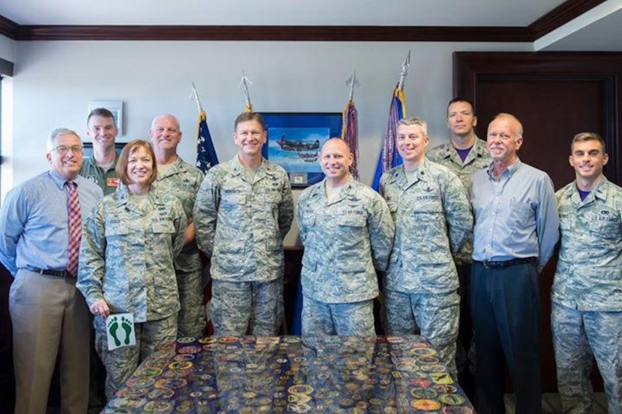 Leaders from both the 45th Space Wing and 920th Rescue Wing gathered together after the two wings' commanders signed a robust new support agreement April 21, 2017 to solidify their partnership. Even though the missions are distinctly different, working together ensures they maintain the greatest Air Force in the world. (U.S. Air Force photo/Matthew Jurgens)