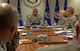 U.S. Air Force Chief Master Sgt. Anthony Johnson, Pacific Air Forces (PACAF) command chief, talks about enlisted issues with command chiefs from the PACAF area of responsibility during the spring Commander's Conference at Joint Base Pearl Harbor-Hickam, Hawaii April 26, 2017. The goal for the conference is to continue developing the warfighter and preparing PACAF leaders to remain poised to retain the competitive advantage in this evolving theater of operations. (U.S. Air Force photo by Tech. Sgt. Kamaile Chan)