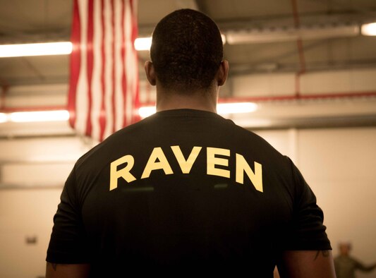 Staff Sgt. Stephaun Mckinley, 86th Security Forces Squadron alpha assistant flight chief, stands in a gym after training two potential 86th SFS Ravens on Ramstein Air Base, Germany, April 27, 2017. Phoenix Ravens are specialized security forces personnel who travel with aircraft in order to provide ground security wherever the aircraft lands. Ravens may travel to austere locations where they are the only security available for their aircraft. (U.S. Air Force photo by Senior Airman Elizabeth Baker/Released)