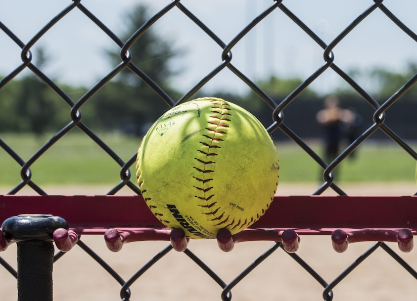 A softball rests in a dugout during the “Strike Out Sexual Assault” Softball Tournament at Joint Base Andrews, Md., April 28, 2017. The competition was held in conjunction with Sexual Assault Awareness and Prevention Month, the goal of which to raise cognizance about sexual harassment and violence, and inform military members how to prevent it. (U.S. Air Force photo by Senior Airman Jordyn Fetter)