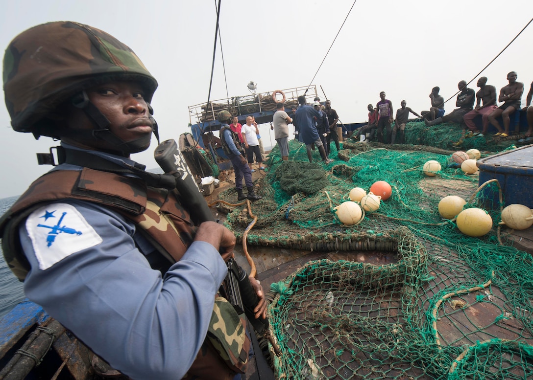 In February 2016, collaboration among four West African nations, with assistance from the U.S. and France,
allowed African navies to track and interdict a hijacked vessel in the Gulf of Guinea.