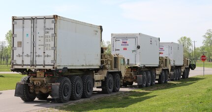 Members of the U.S Army Reserve 851st Transportation Company, based in Sinton, Texas, prepare for a convoy during Vibrant Response and Guardian Response near Camp Atterbury, Indiana, Apr. 25, 2017.  Vibrant Response and Guardian Response bring together military, federal and state agencies from throughout the continental U.S. for three weeks of collective training simulating the response to a catastrophic Chemical Biological Radiological Nuclear (CBRN) event in a major U.S. city.  (U.S. Army Reserve Photo by Maj. Brandon R. Mace)