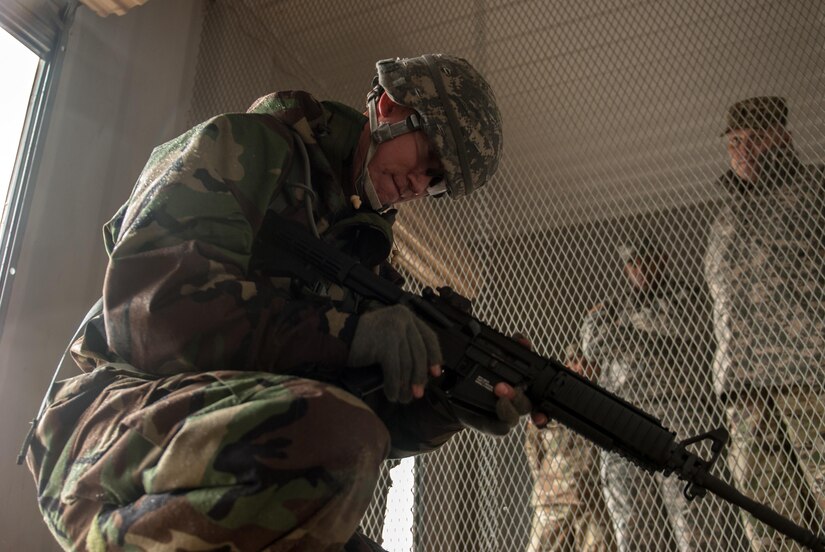 Spc. Wantae Seong, 760th Engineer Company, 411th Engineer Brigade, performs a functions check of the M4 Carbine at the 2017 Combined Best Warrior Competition, Joint Base McGuire-Dix-Lakehurst, New Jersey, April 25, 2017. The Combined Best Warrior Competition will decide which enlisted soldier and noncommissioned officer will represent the 412th Theater Engineer Command, 416th Engineer Command and 76th Operational Response Command at the United States Army Reserve Command Best Warrior Competition at Fort Bragg, North Carolina in June (U.S. Army Reserve Photo by Spc. Sean Harding/Released).