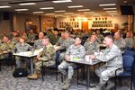 Adjutants General and other key National Guard leaders listen to a briefing on the Air Force Cyber mission during the Adjutants General Cyber Symposium April 24, 2017 at Joint Base San Antonio – Lackland, Texas. Hosted by the 24th Air Force, the conference aimed to provide ANG leaders with a clear understanding of how the ANG contributes to national cyber strategy. 24th AF functionally-aligned ANG cyber units exist in 31 states.
