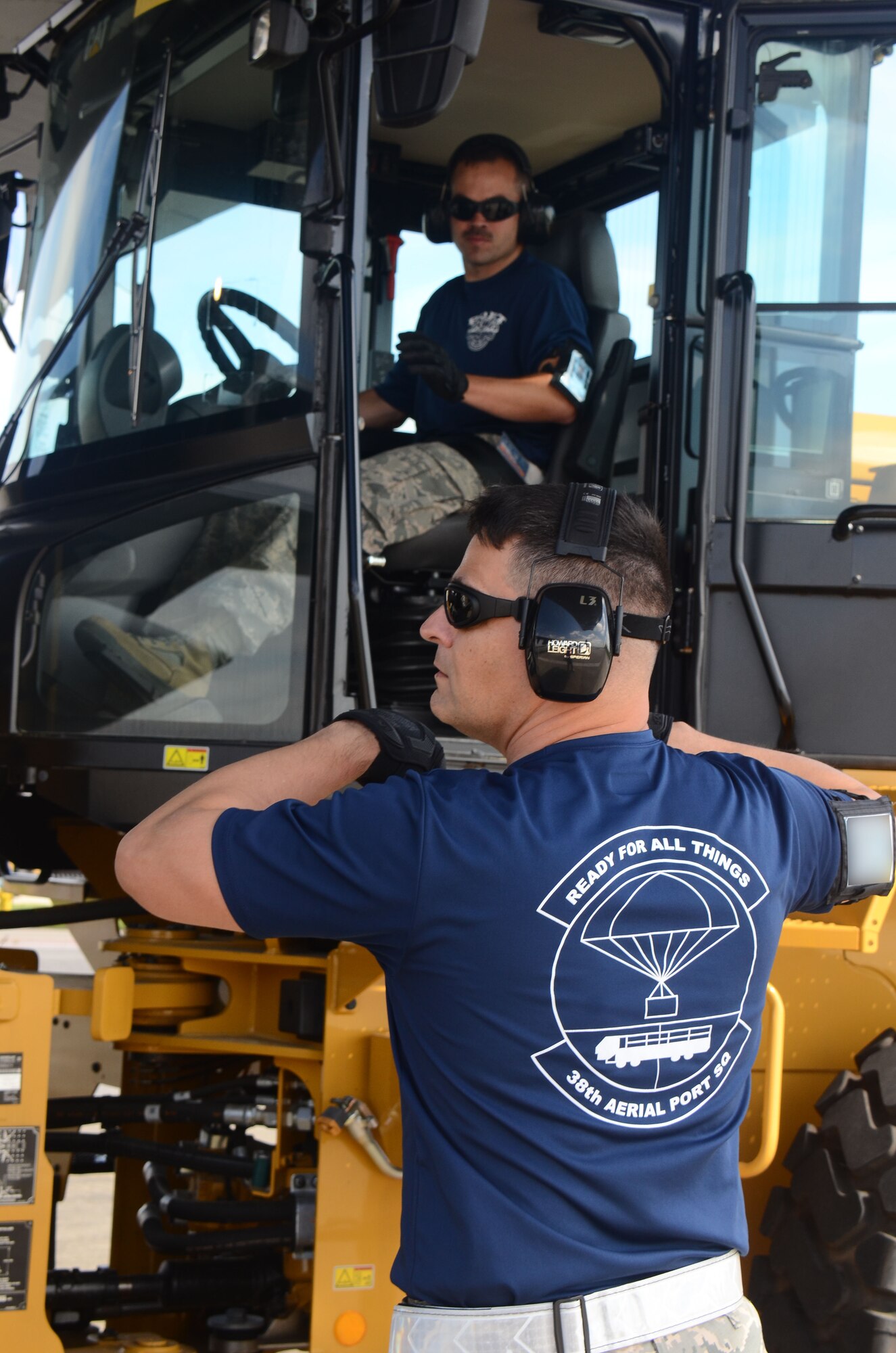 Members from different aerial port squadrons in the Air Force Reserve Command compete in the Port Dawg Challenge at Dobbins Air Reserve Base, Georgia, April 25-27, 2017. The challenge included cargo transport and many obstacle course-style challenges to encourage teamwork and promote real-time training. (U.S. Air Force photo/ Don Peek)