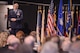 Brig. Gen. William T. Cooley, Air Force Research Laboratory commander, addresses the crowd during a change of command ceremony in the National Museum of the United States Air Force at Wright-Patterson Air Force Base, Ohio, May, 2, 2017. Cooley replaced Lt. Gen. Robert D. McMurry Jr., who accepted command of the Air Force Life Cycle Management Center, replacing Lt. Gen. John F. Thompson. (U.S. Air Force photo/Wesley Farnsworth)