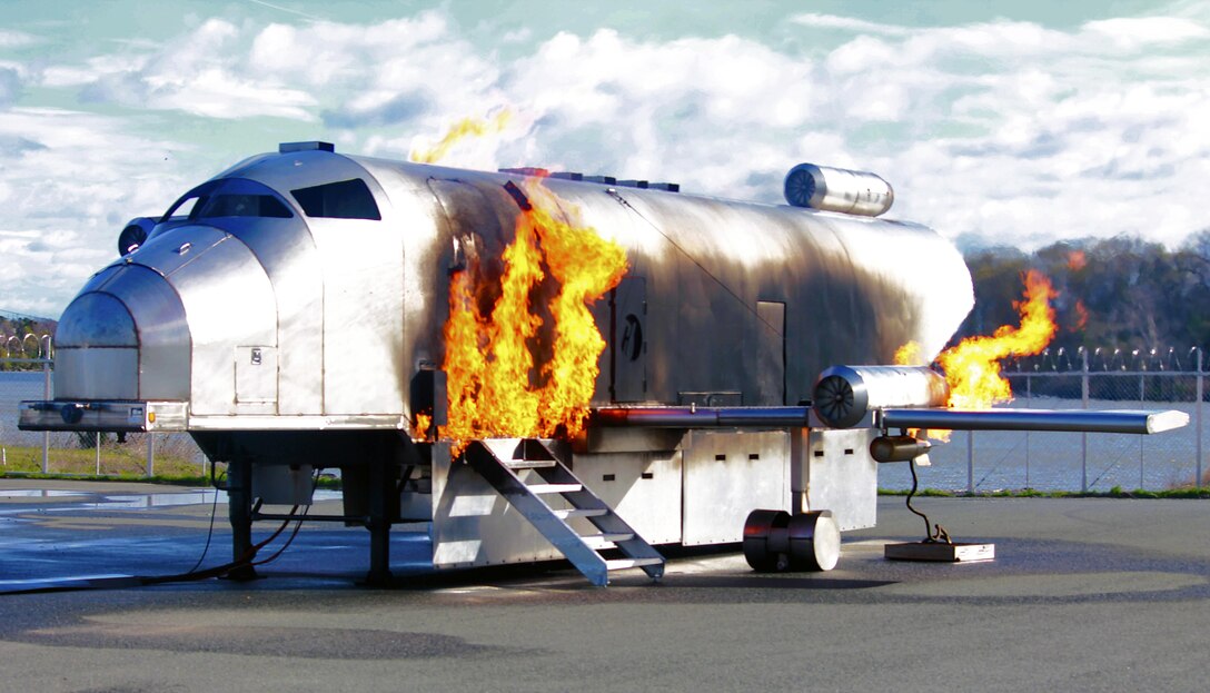 Marine Corps Air Facility (MCAF) conducted their annual required Full-Scale Exercise (FSE) this month using the Aircraft Rescue and Fire Fighting training device commonly refered to as the Mobile Aircraft Firefighting Trainer (MAFT) or burn bird.