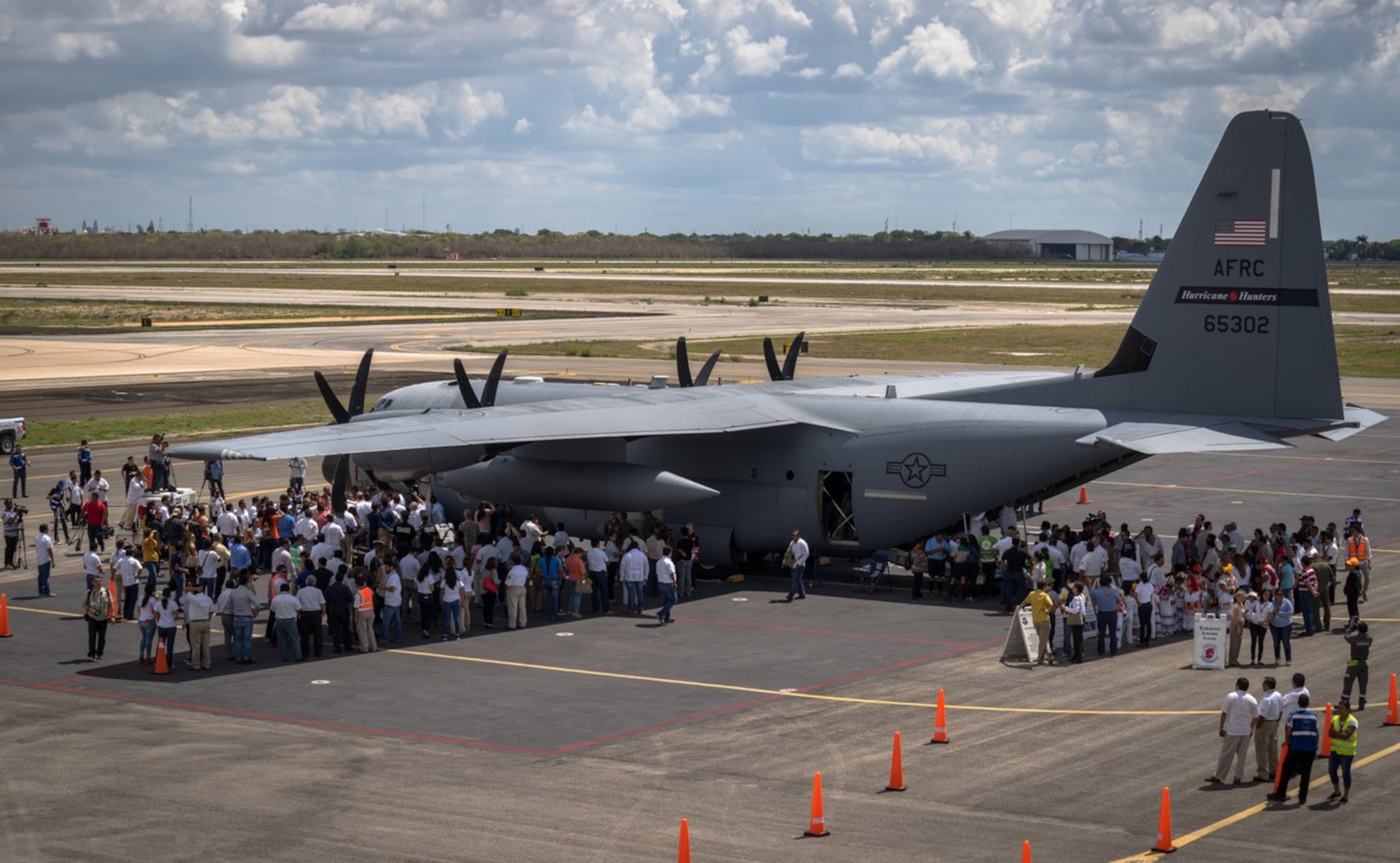 More than thirteen-thousand residents tour a WC-130J Super Hercules Aircraft in Mérida, Mexico during the Caribbean Hurricane Awareness Tour April 15, 2017. The event was hosted by the 53rd Weather Reconnaissance Squadron from Keesler Air Force Base, Mississippi and National Oceanic and Atmospheric Administration in order to help people prepare for the upcoming hurricane season.(U.S. Air Force photo/Staff Sgt. Shelton Sherrill)