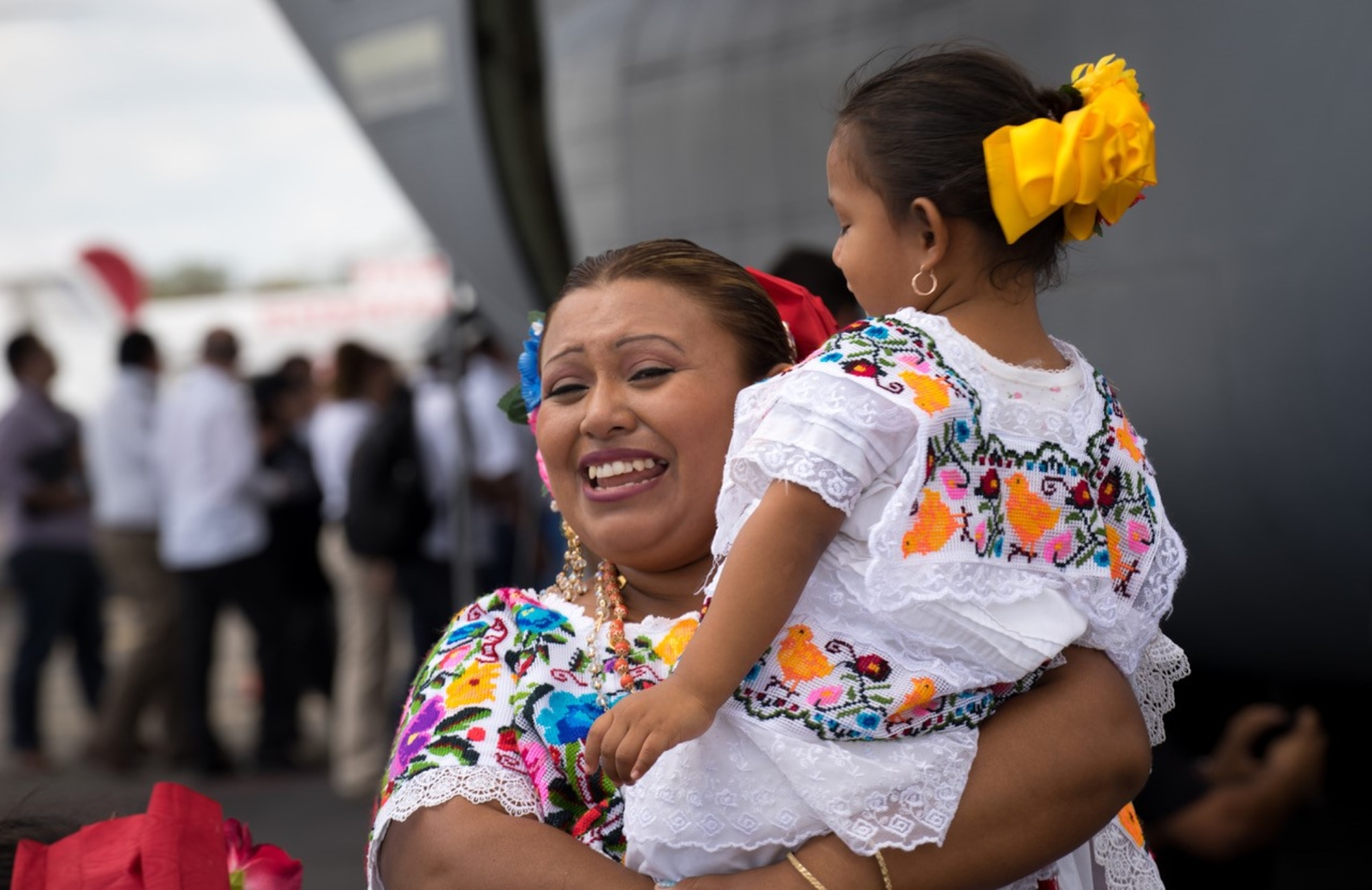 Students from a local school, Ignacio Lopez Rayon, attend the Caribbean Hurricane Awareness Tour in Mérida, Mexico April 15, 2017. The students were dressed in traditional Mayan outfits and sung a native song to members of the 53rd Weather Reconnaissance Squadron from Keesler Air Force Base, Mississippi and National Oceanic and Atmospheric Administration who hosted the event.(U.S. Air Force photo/Staff Sgt. Shelton Sherrill)