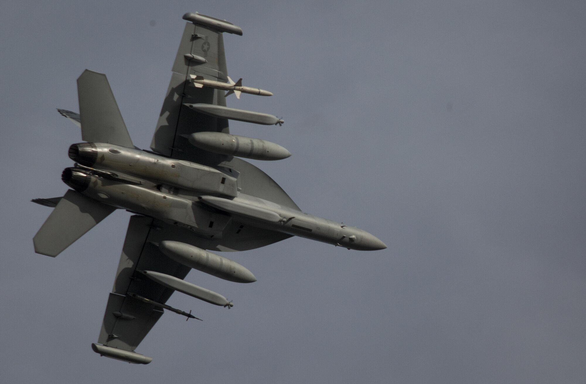 A U.S. Navy EA-18G Growler, fly through the skies above Joint Base Elmendorf-Richardson, Alaska, for exercise Northern Edge 2017, May 2, 2017. This exercise is Alaska’s largest and premier joint training exercise designed to practice operations, techniques and procedures as well as enhance interoperability among the services. Approximately 6,000 U.S. military personnel and more than 200 military aircraft from the Marine Corps, Navy, Air Force, Army and Coast Guard are involved. 