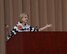 Mary Keller, Military Child Education Coalition president, speaks during an Air Force Global Strike Command education convening at Barksdale Air Force Base, La., April 26, 2017. The convening is a gathering of leaders from education systems, the community and the military, who work collaboratively to identify solutions to problems military families face. (U.S. Air Force photo/Senior Airman Curt Beach)