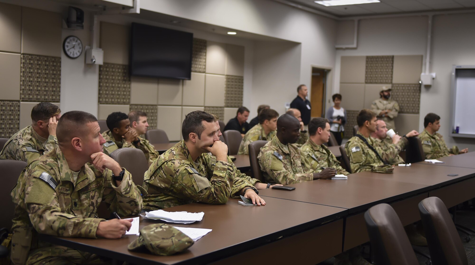 Combat aviation advisor students with the 6th Special Operations Squadron are briefed by instructors during Operation Raven Claw at Hurlburt Field, Fla., April 24, 2017. Air Force Special Operations Command’s 6th SOS is the only unit in AFSOC whose primary mission is to execute combat aviation advisory operations worldwide in support of U.S. Special Operations Command’s tailor-made theater security cooperation plans. (U.S. Air Force photo by Airman 1st Class Joseph Pick)