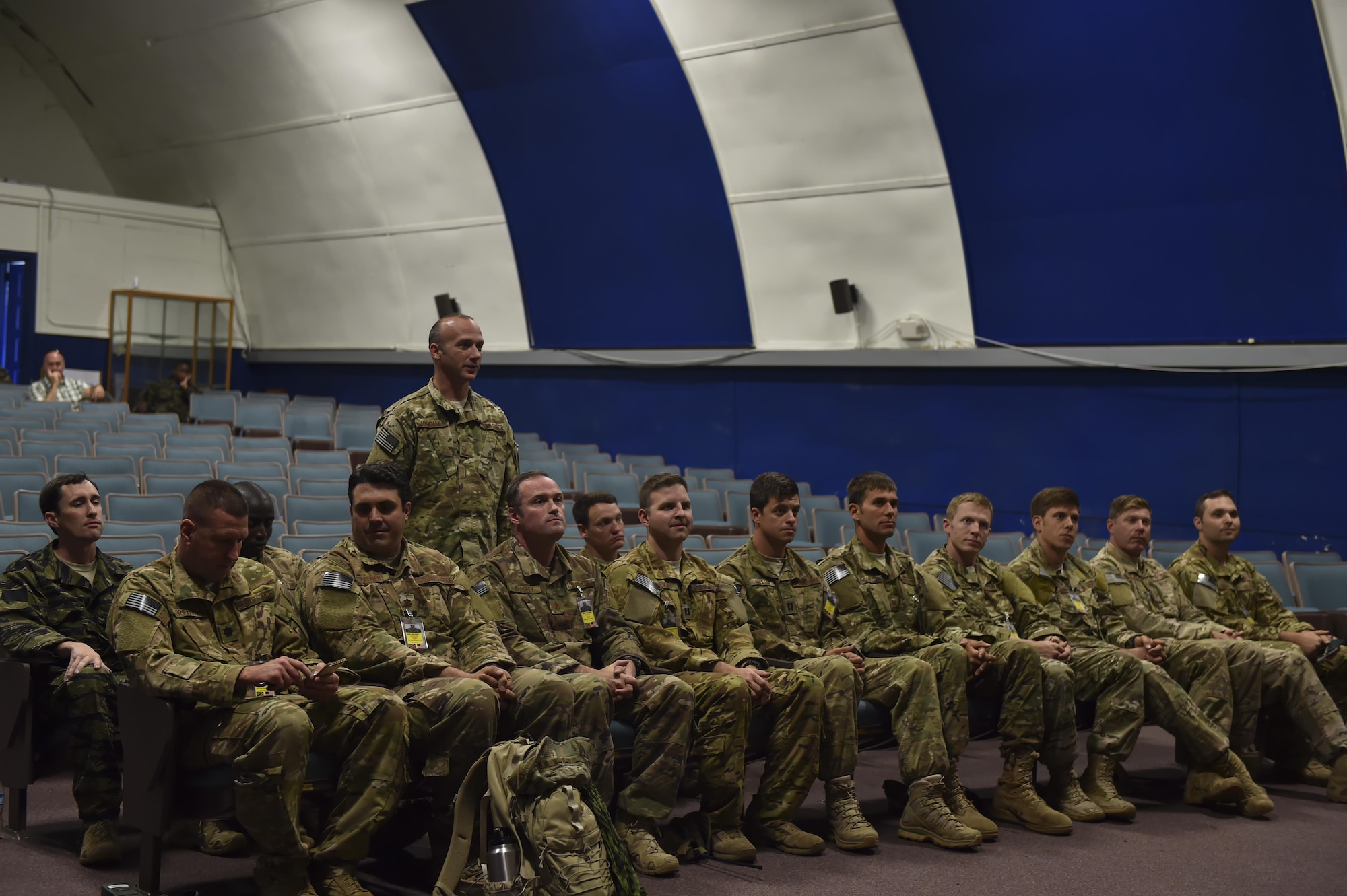 Combat aviation advisor students with the 6th Special Operations Squadron meet “Palmetto Land” force leadership during Operation Raven Claw at Duke Field, Fla., April 24, 2017. Students traveled to “Palmetto Land,” a simulated indigenous country, where they were tasked to train and assist the "Palmetto Land" forces in enhancing the tactical employment of its aircraft and soldiers. (U.S. Air Force photo by Airman 1st Class Joseph Pick)