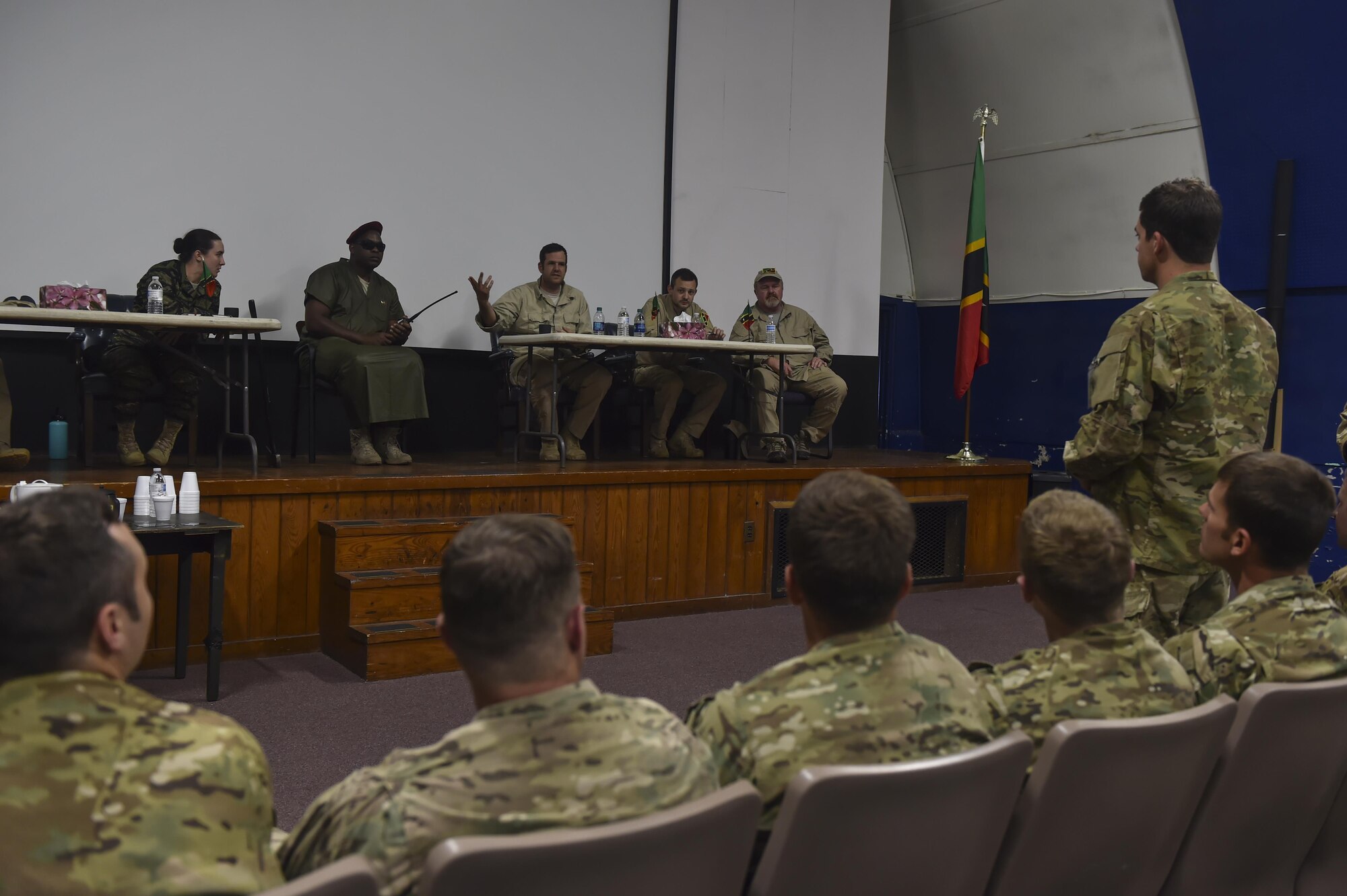 Combat aviation advisor students with the 6th Special Operations Squadron meet “Palmetto Land” force leadership during Operation Raven Claw at Duke Field, Fla., April 24, 2017. Students traveled to “Palmetto Land,” a simulated indigenous country, where they were tasked to train and assist the "Palmetto Land" forces in enhancing the tactical employment of its aircraft and soldiers. (U.S. Air Force photo by Airman 1st Class Joseph Pick)