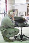 EIELSON AIR FORCE BASE, Alaska – U.S. Air Force civilian Michael Wilkerson, a 354th Maintenance Squadron phase mechanic 2, communicates with other members checking flight controls on an F-16 Fighting Falcon from the 18th Aggressor Squadron during NORTHERN EDGE 2017 (NE17), May 2, 2017, at Eielson Air Force Base, Alaska. NE17 is Alaska’s premier joint training exercise designed to practice operations, techniques and procedures as well as enhance interoperability among the services. Thousands of participants from all the services, Airmen, Soldiers, Sailors, Marines and Coast Guardsmen from active duty, Reserve and National Guard units are involved. (U.S. Air Force photo/Staff Sgt. Ashley Nicole Taylor)