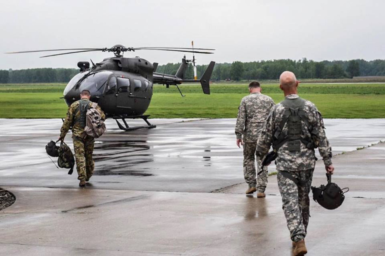 Missouri National Guard Soldiers are flying Black Hawk and Lakotas to conduct aerial river surveillance and rescue operations in support of state emergency response efforts. Guard members are conducting a number of missions across the state, including hauling sandbags and transporting first responders. 