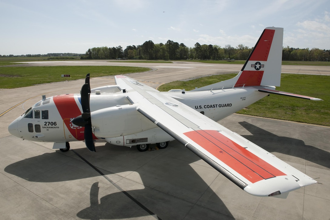A C-27J Medium Range Surveillance airplane sits on the runway at Coast Guard Aviation Logistics Center in Elizabeth City, North Carolina, Thursday, March 31, 2016.  The C-27J is the newest Coast Guard aircraft to join the fleet and will be used in maritime patrol, drug and migrant interdiction, disaster response, and search and rescue missions.  U.S. Coast Guard photograph by Chief Petty Officer NyxoLyno Cangemi