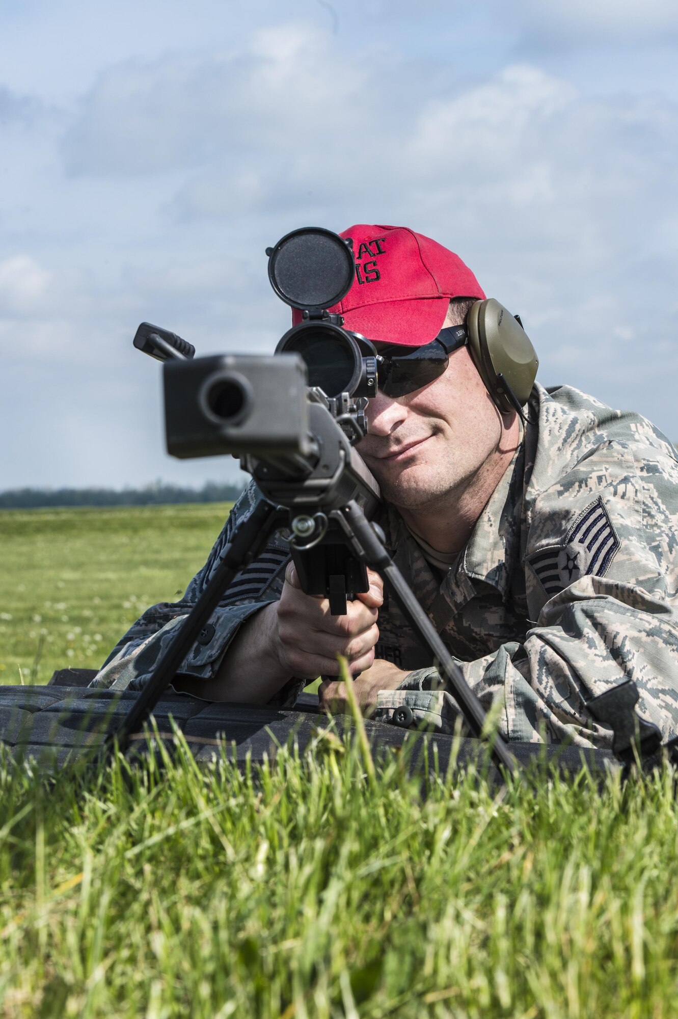 Tech. Sgt. Aaron Fisher, 934th Security Forces Squadron combat arms instructor, poses for a photograph  at Camp Atterbury-Muscatatuck, Ind., April 19, 2017. The 934th SFS from Minneapolis-St. Paul Air Reserve Station joined Grissom Airmen to conduct joint weapons training as part of their annual qualifications. (U.S. Air Force photo/Senior Airman Harrison Withrow)
