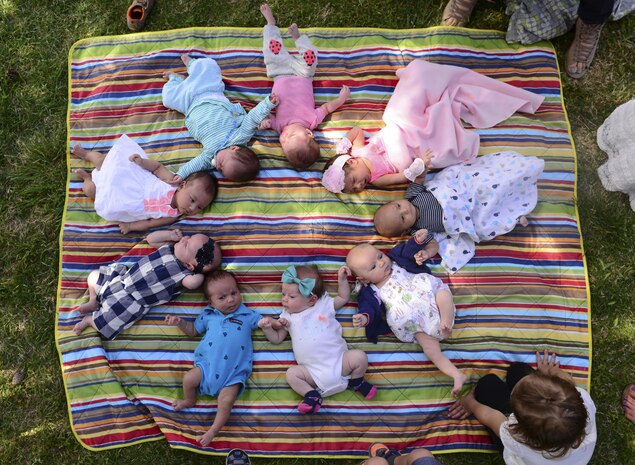 Babies lay in a circle during a group prenatal class at Freedom Park on Nellis Air Force Base, Nev., April 22,2107.
The Mike O’Callaghan Federal Medical Center at Nellis AFB offers group prenatal classes for expecting mothers and their spouses. The program is rather new as the first iteration was in Oct. of 2016. 