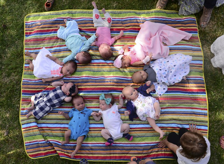 Babies lay in a circle during a group prenatal class at Freedom Park on Nellis Air Force Base, Nev., April 22,2107.
The Mike O’Callaghan Federal Medical Center at Nellis AFB offers group prenatal classes for expecting mothers and their spouses. The program is rather new as the first iteration was in Oct. of 2016. 