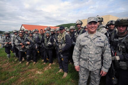 Air Force Chief Master Sgt. Mitchell Brush, the fourth senior enlisted advisor to the chief of the National Guard Bureau, at Joint Multinational Readiness Center, Hohenfels, Germany, May 30, 2015. 