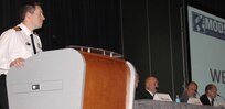 VIRGINIA BEACH, Va. (April 27, 2017) – Lt. Cmdr. Chris Davidson, RAN, moderates  the “Use and Advancement of M&S Technologies for Defense and Security” panel, which also featured Dr. Jeffrey Temple from Combat Direction Systems Activity Dam Neck. 