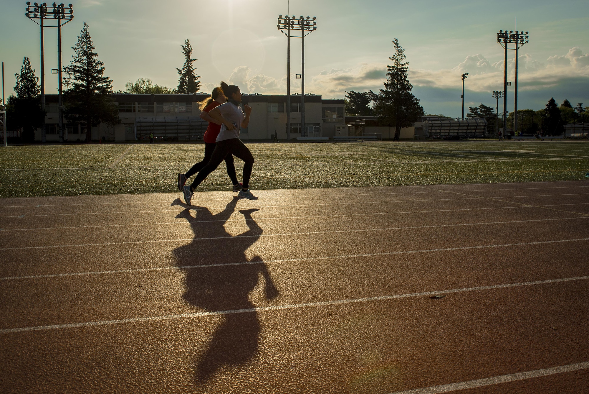 Warrior Run fitness program participants run April 28, 2017, at Yokota Air Base, Japan. The Warrior Run is free and is open to anyone, it lasts one hour and is split in two areas of focus: strength and endurance. (U.S. Air Force photo by Airman 1st Class Donald Hudson)